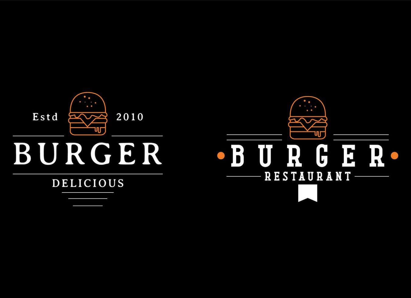 Vintage ▾ hamburger logo design modello. linea arte hamburger logo vettore