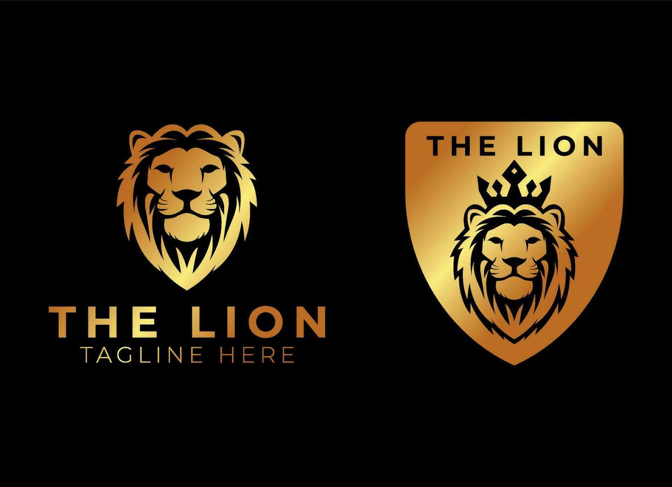 reale re Leone corona simboli. elegante oro Leo animale logo. premio lusso marca identità icona. vettore illustrazione.