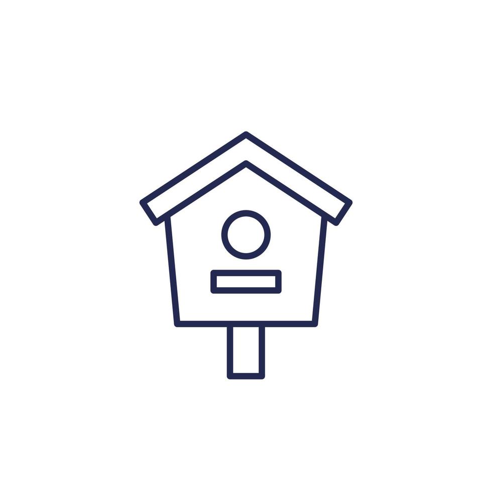 birdhouse icona su bianca, linea vettore