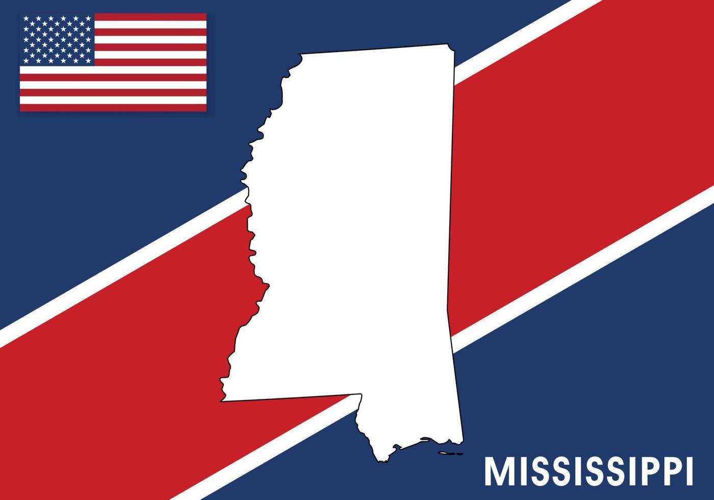 Mississippi - Stati Uniti d'America, unito stati di America carta geografica vettore modello. bianca colore carta geografica su bandiera sfondo per disegno, Infografica - vettore illustrazione eps 10