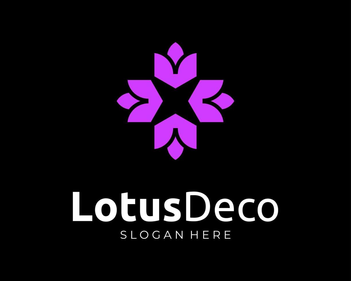 loto fiore decorazione floreale fiorire decorativo bellissimo orientale lusso deco vettore logo design