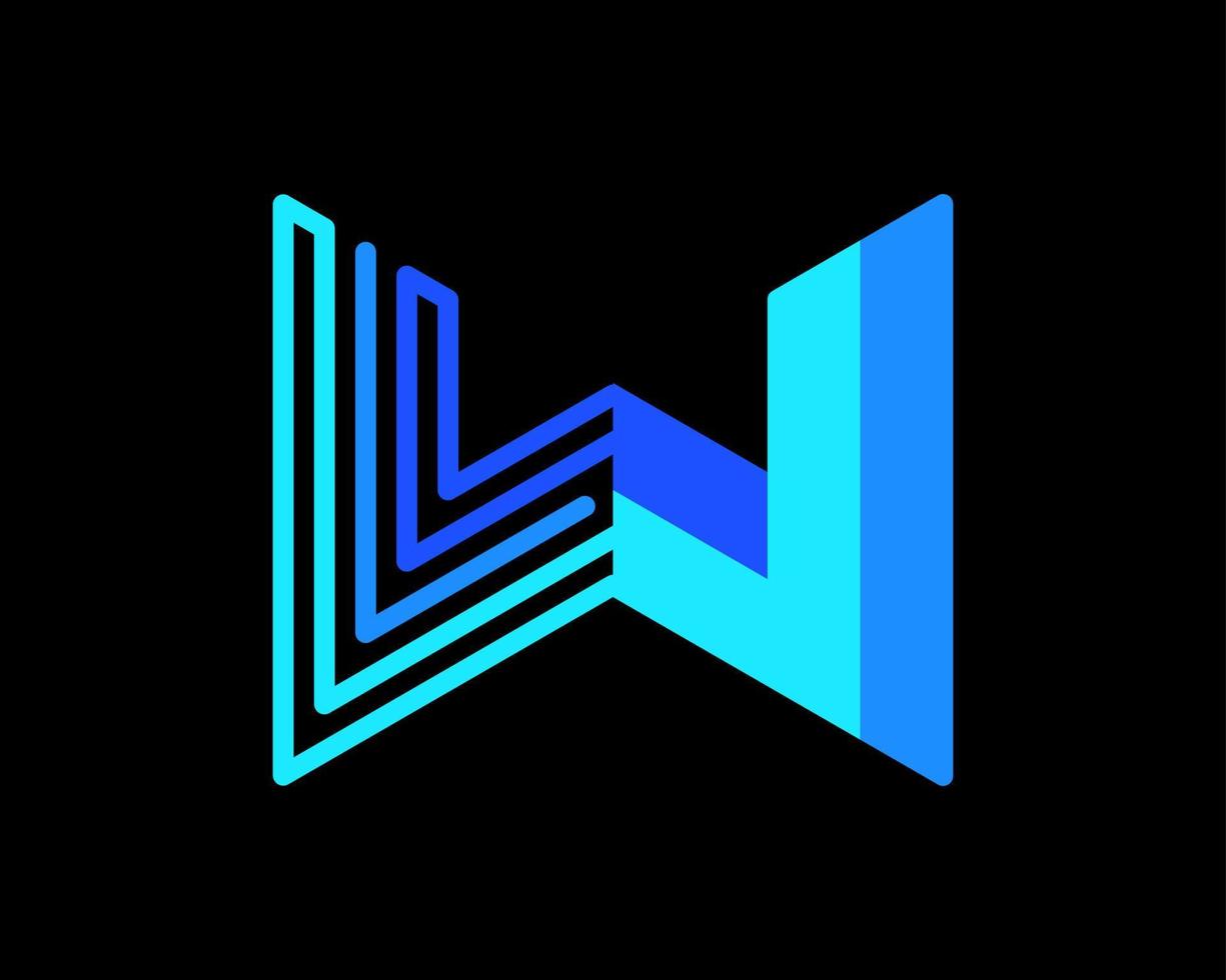 lettera w iniziali monogramma geometrico Linee 3d colorato luminosa colore moderno semplice vettore logo design