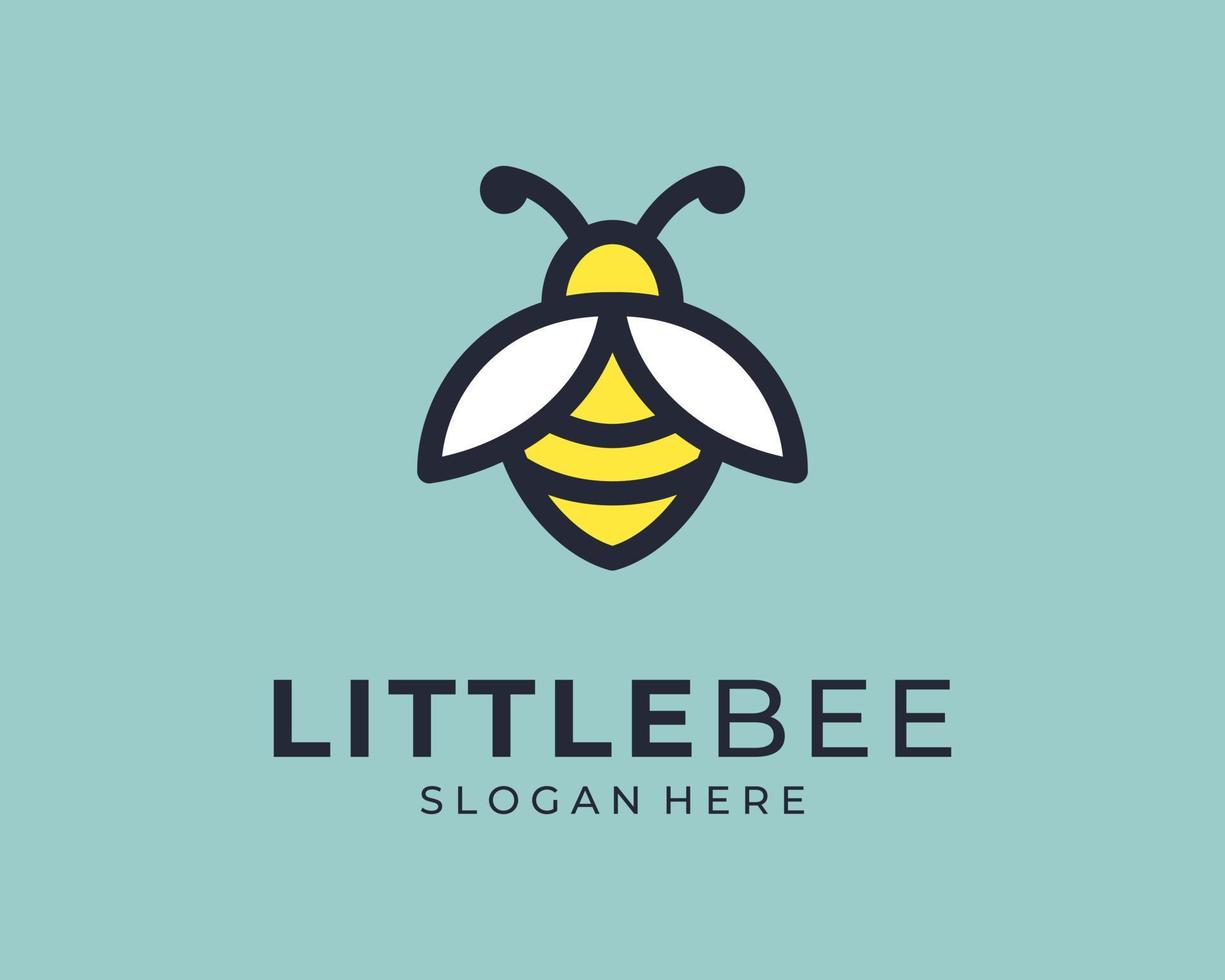 carino portafortuna cartone animato divertente ape miele volare ala bombo dolce piccolo poco moderno vettore logo design