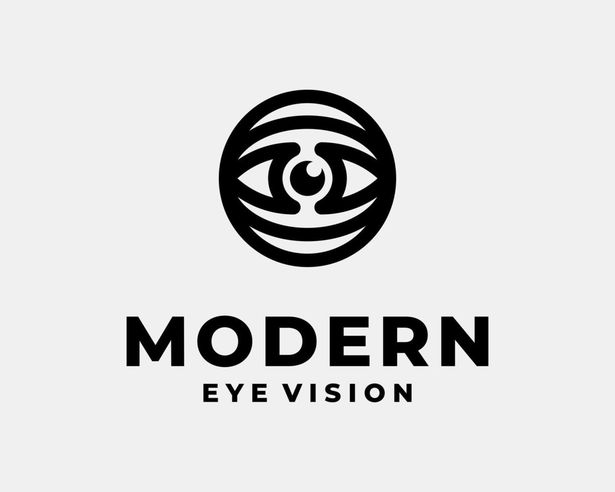 occhio visione lente vista bulbo oculare ottico allievo retina cerchio il giro semplice moderno vettore logo design