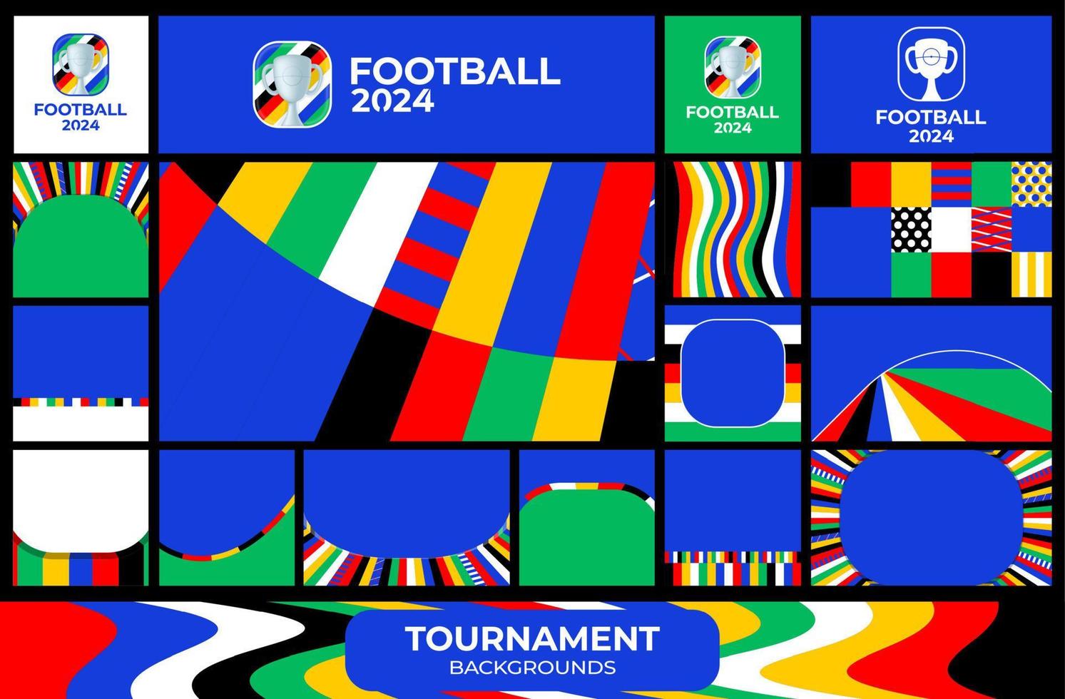 europeo calcio 2024 sociale media sfondi impostare. vettore illustrazione calcio calcio tazza 2024 nel Germania piazza e orizzontale modello sfondo o striscione, carta, sito web. blu colore.