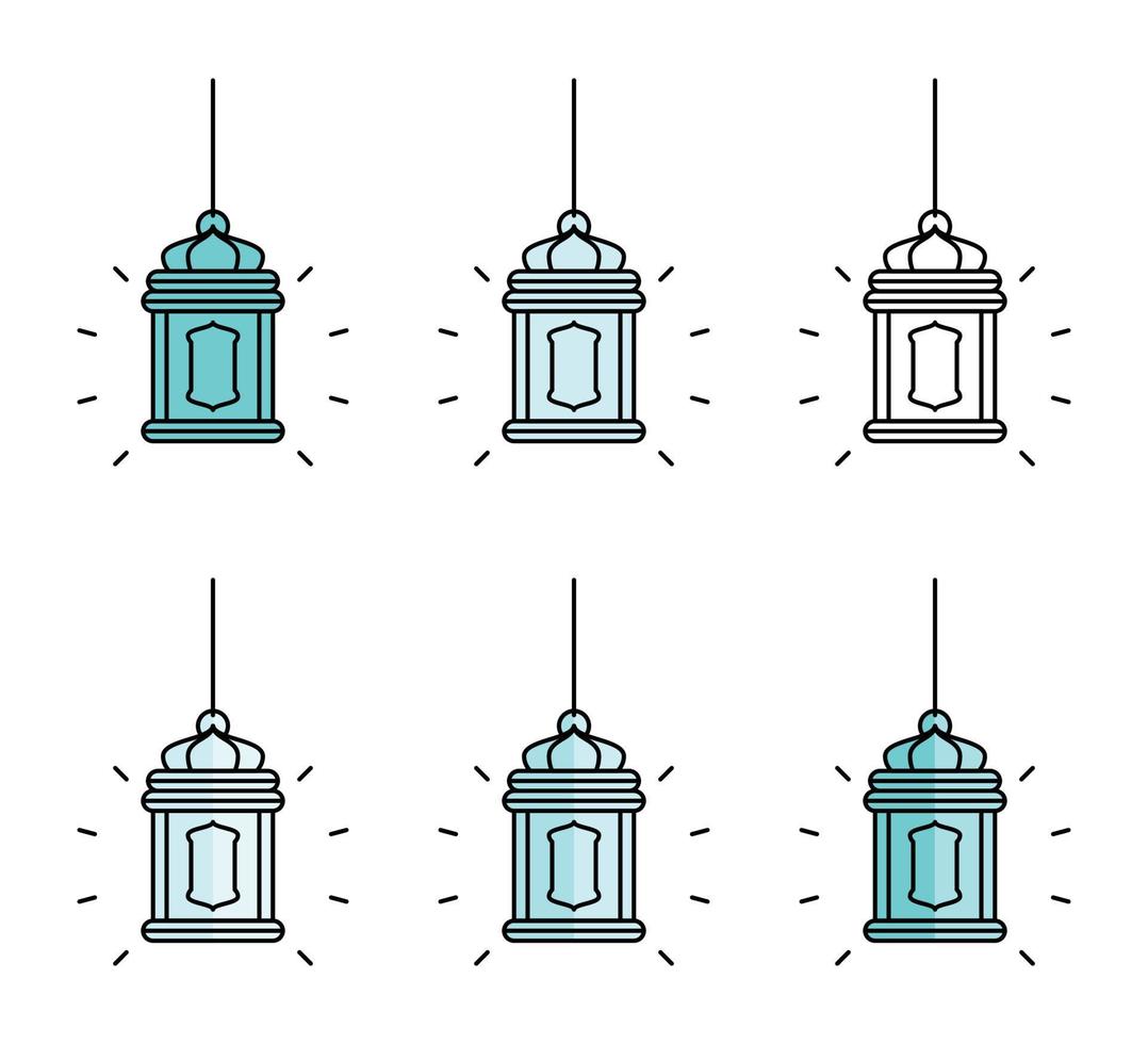 impostato di islamico a tema lanterne, con linea disegni, sagome e attraente colori. vettore illustrazione di islamico vacanza, può essere Usato per ragnatela icona.