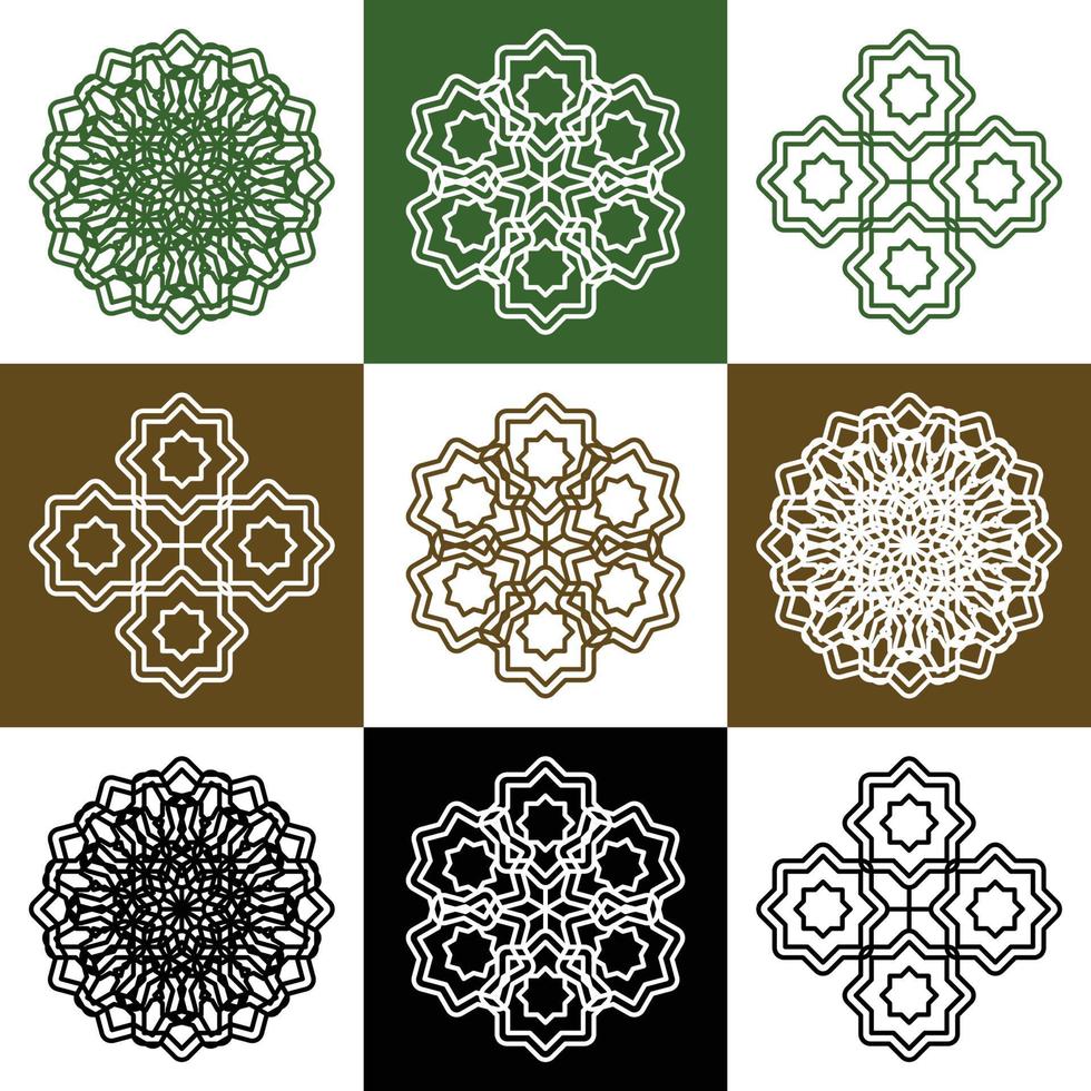 vettore impostato di astratto mandala design illustrazioni, ornamenti nel etnico stile. islamico confine sfondo