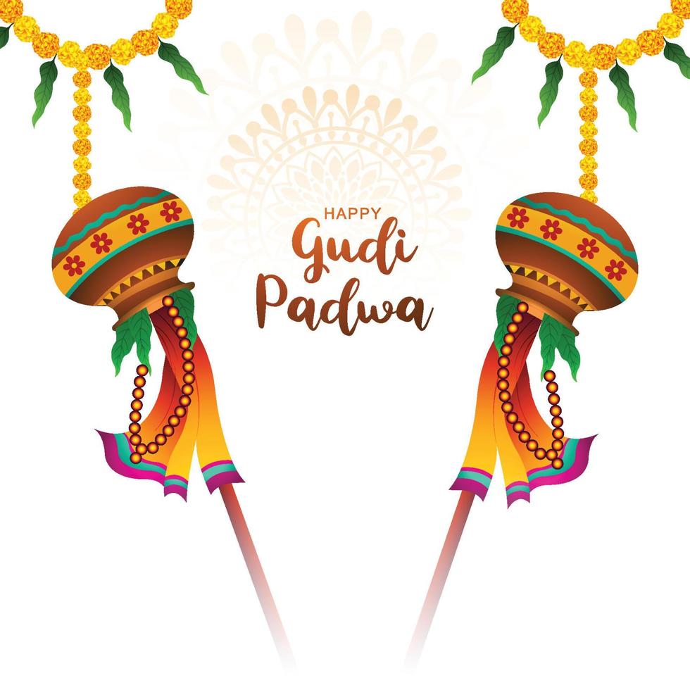 gudhi Padwa primavera Festival per tradizionale carta illustrazione sfondo vettore