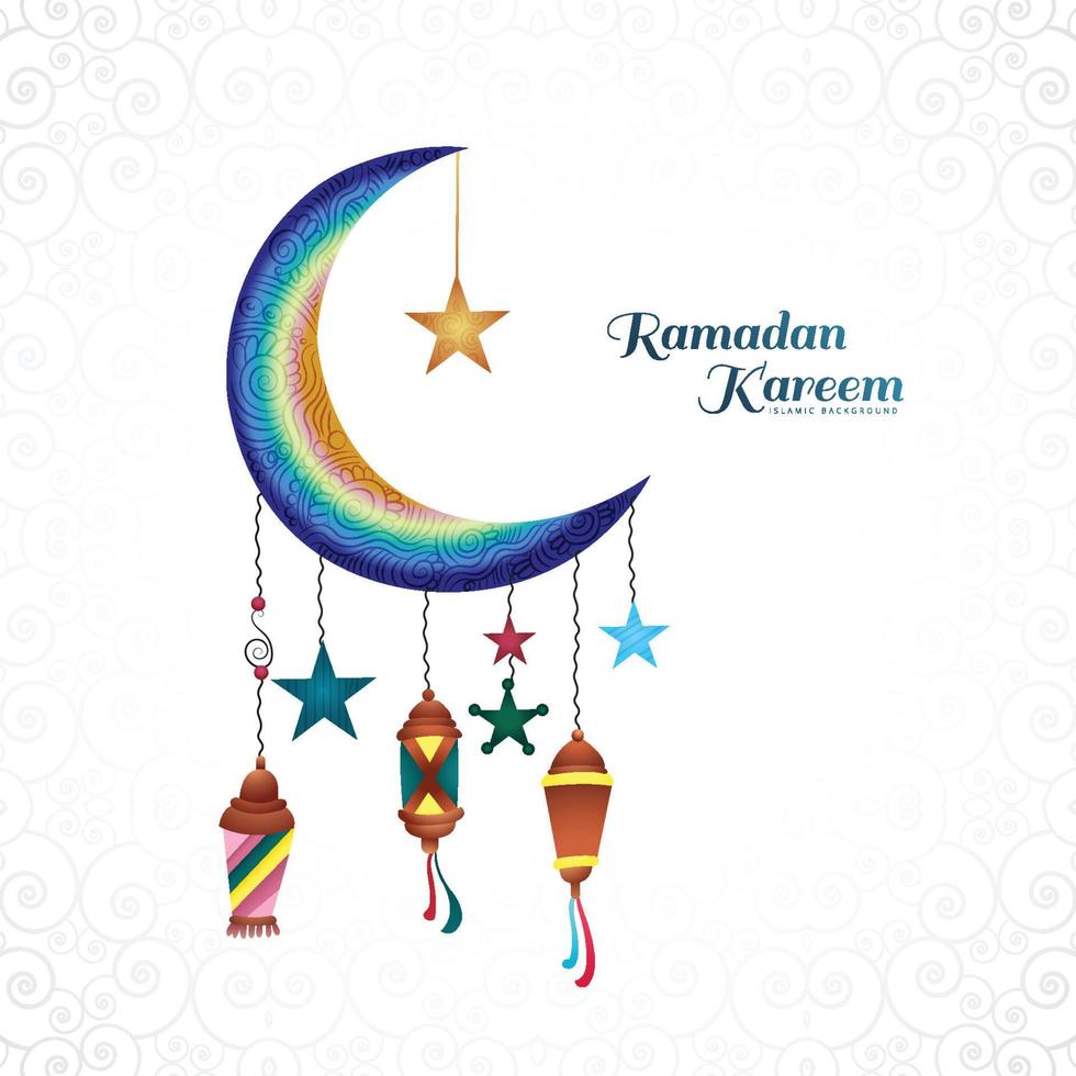 Luna Ramadan kareem saluto carta sfondo vettore