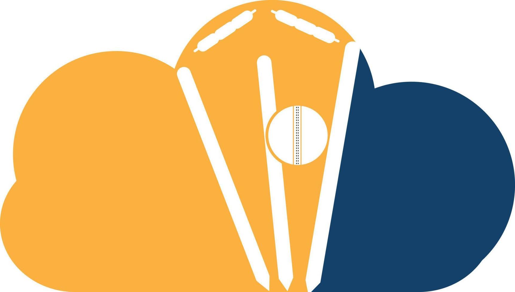cricket wickets e palla logo. porticina e bails logo. cricket campionato logo. cricket logo vettore