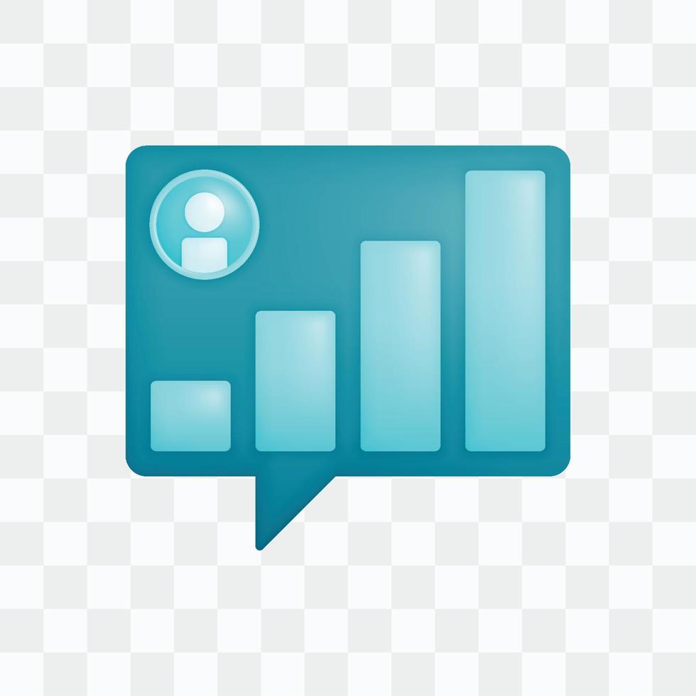 vettore icona con 3d rendere stile di discorso bolle per aziendale prestazione incontri con crescente bar grafici e dipendente profili. può essere Usato per Annunci, manifesto, avviare app, striscione, sito web, modello
