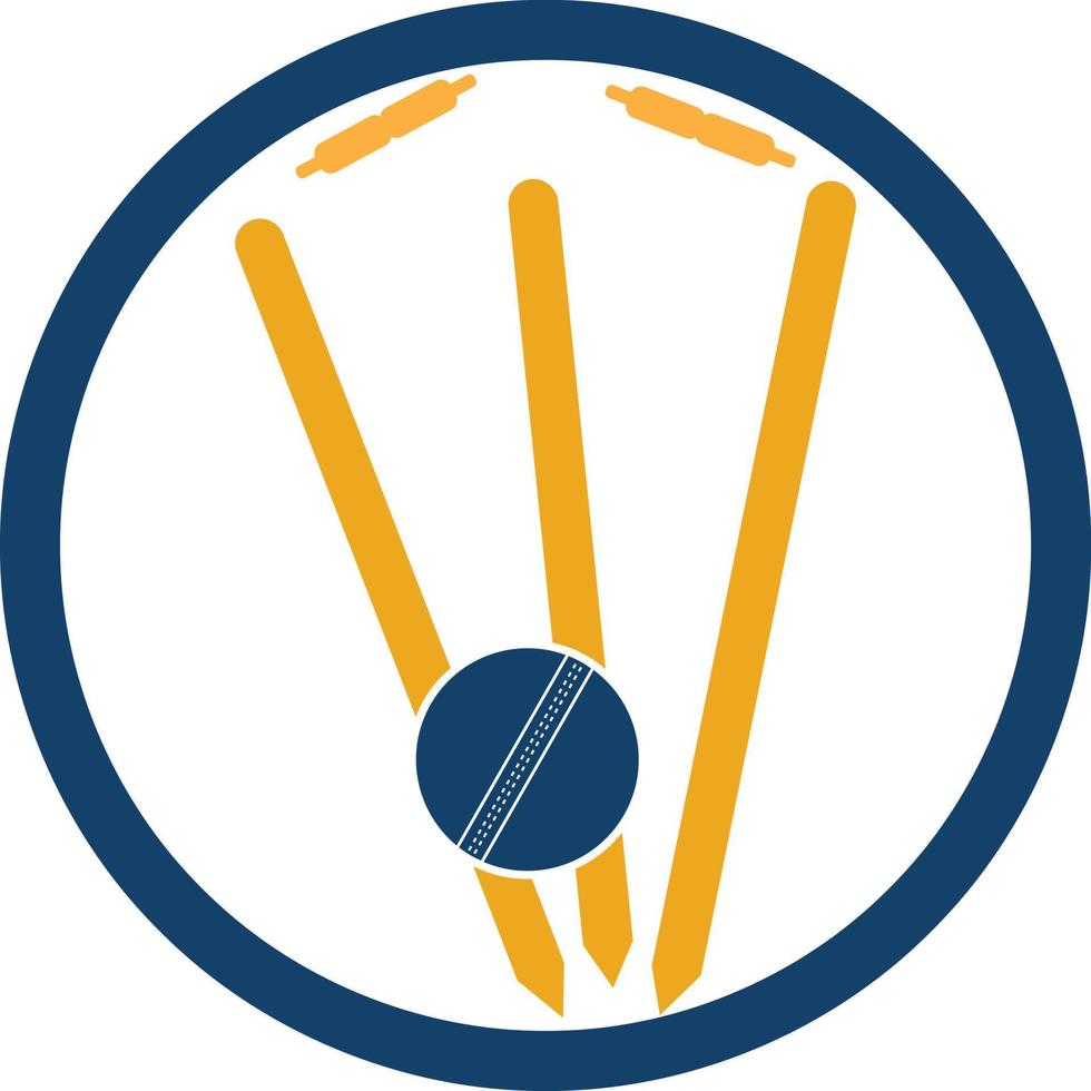 cricket wickets e palla logo. porticina e bails logo. cricket campionato logo. cricket logo vettore