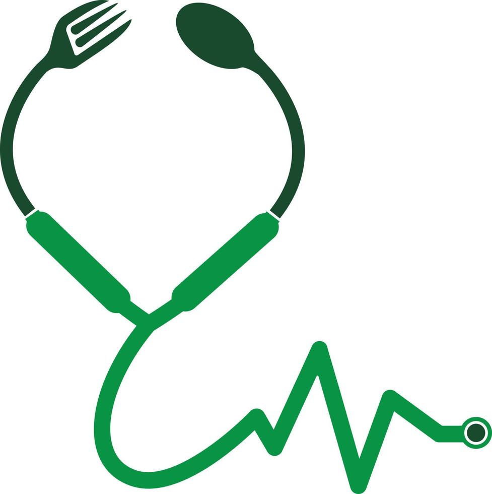 modello di logo di vettore di cibo medico. questo disegno usa il simbolo dello stetoscopio. adatto alla salute.