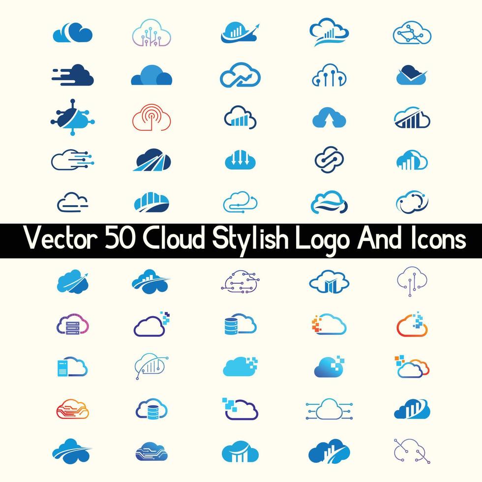 nube elegante logo e icone vettore