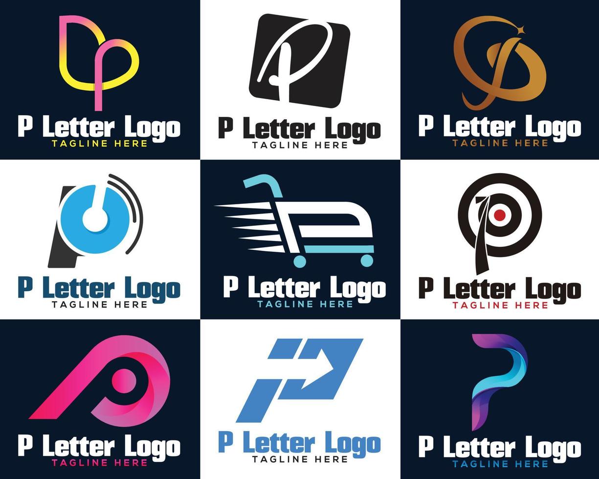 lettera p iniziale astratto pendenza ricerca logo design grafico elementi. vettore