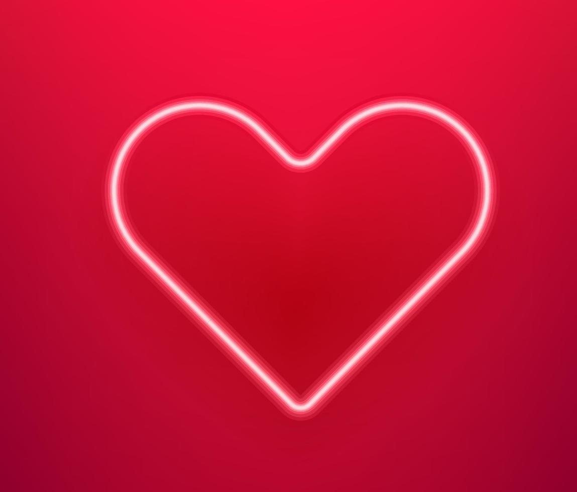 cuore incandescente al neon. modello di banner vettoriale felice giorno di San Valentino