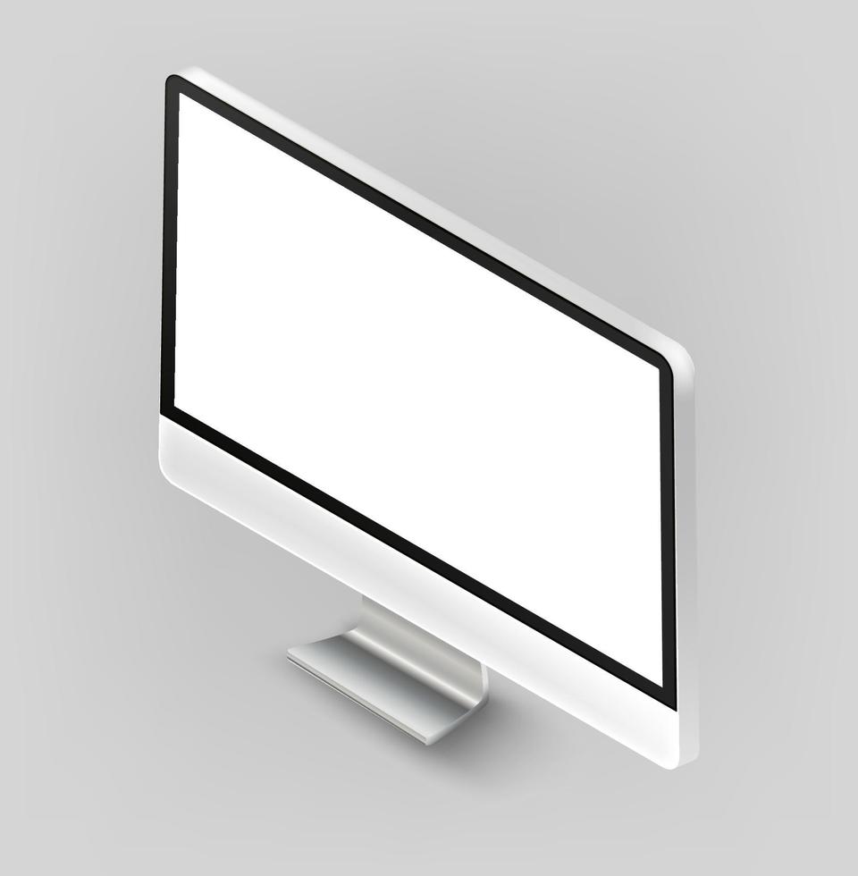 mockup di vettore di personal computer moderno. illustrazione fotorealistica vettoriale. oggetto vettoriale isometrico isolato su sfondo bianco