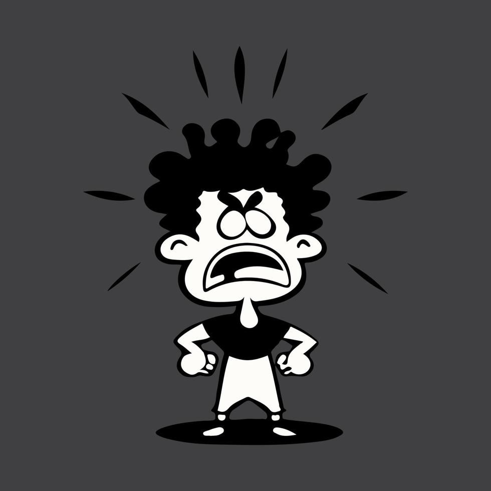nero e bianca comico cartone animato personaggio vettore illustrazione con isolato sfondo