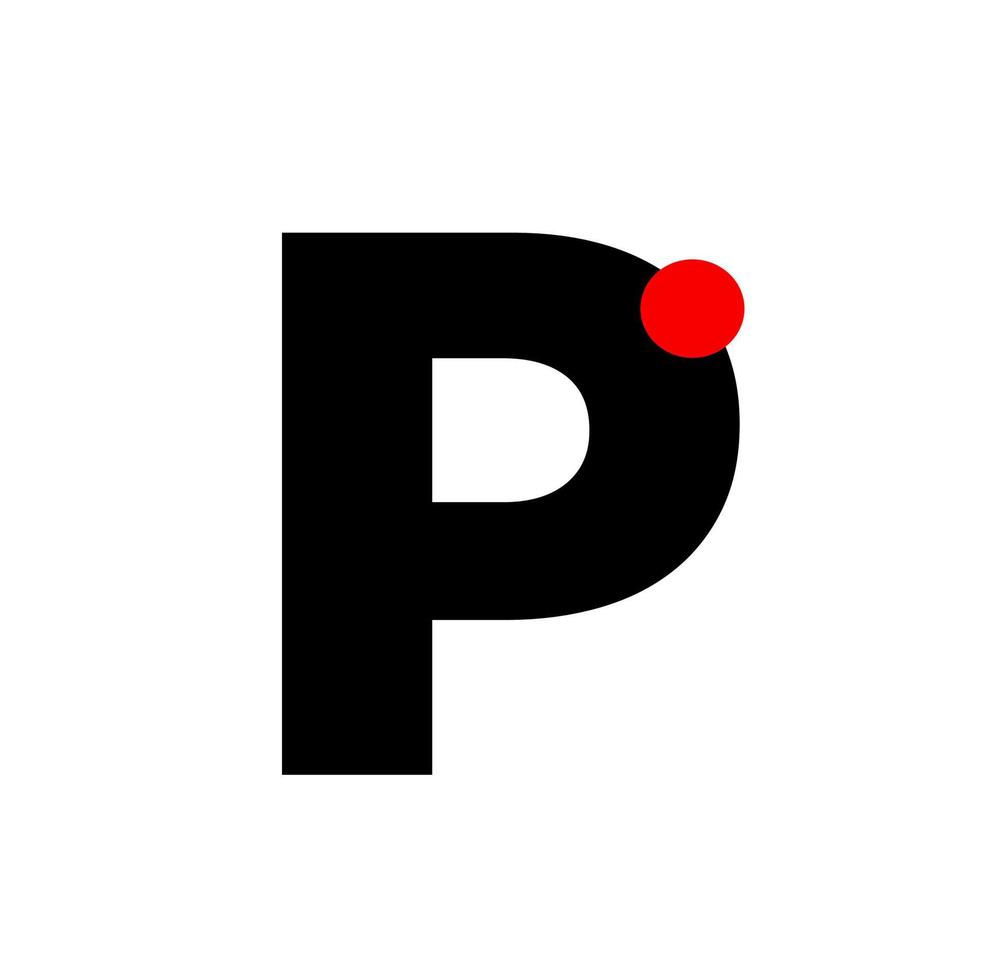 lettera p con un' rosso punto. p azienda monogramma. vettore