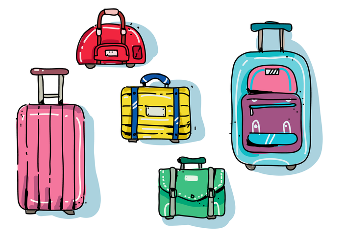 Illustrazione disegnata a mano di vettore dei bagagli moderni di Colorfull