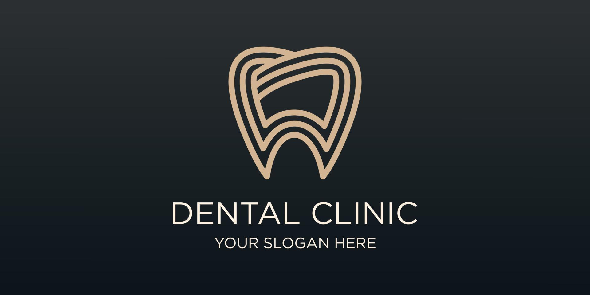 dentale clinica dente logo design vettore illustrazione.