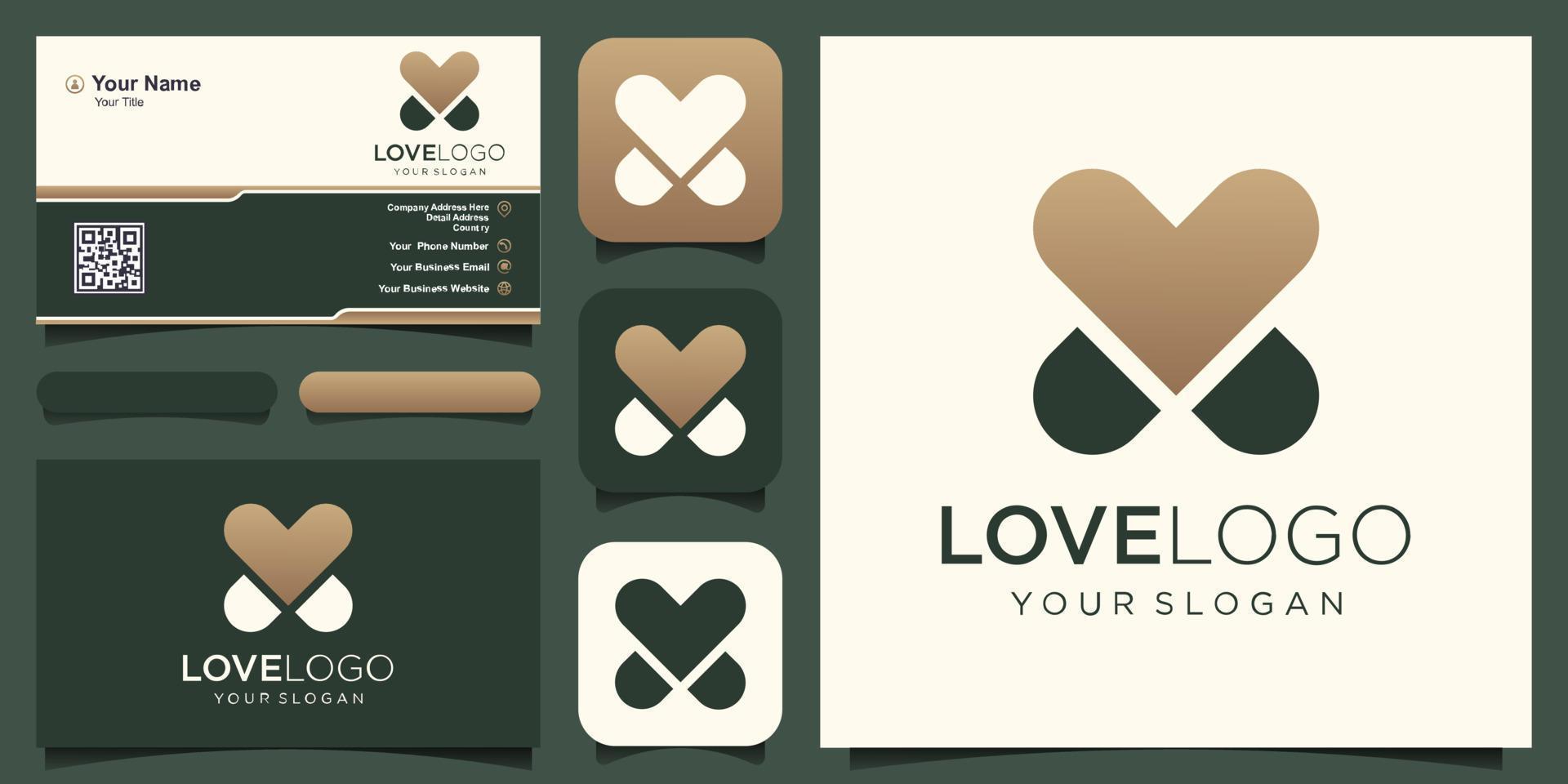 lettera X combinato con cuore logo design vettore