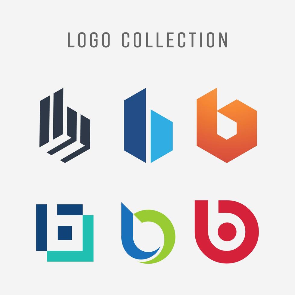 set di modello di progettazione logo lettera b creativa. icone per la tecnologia aziendale digitale. vettore
