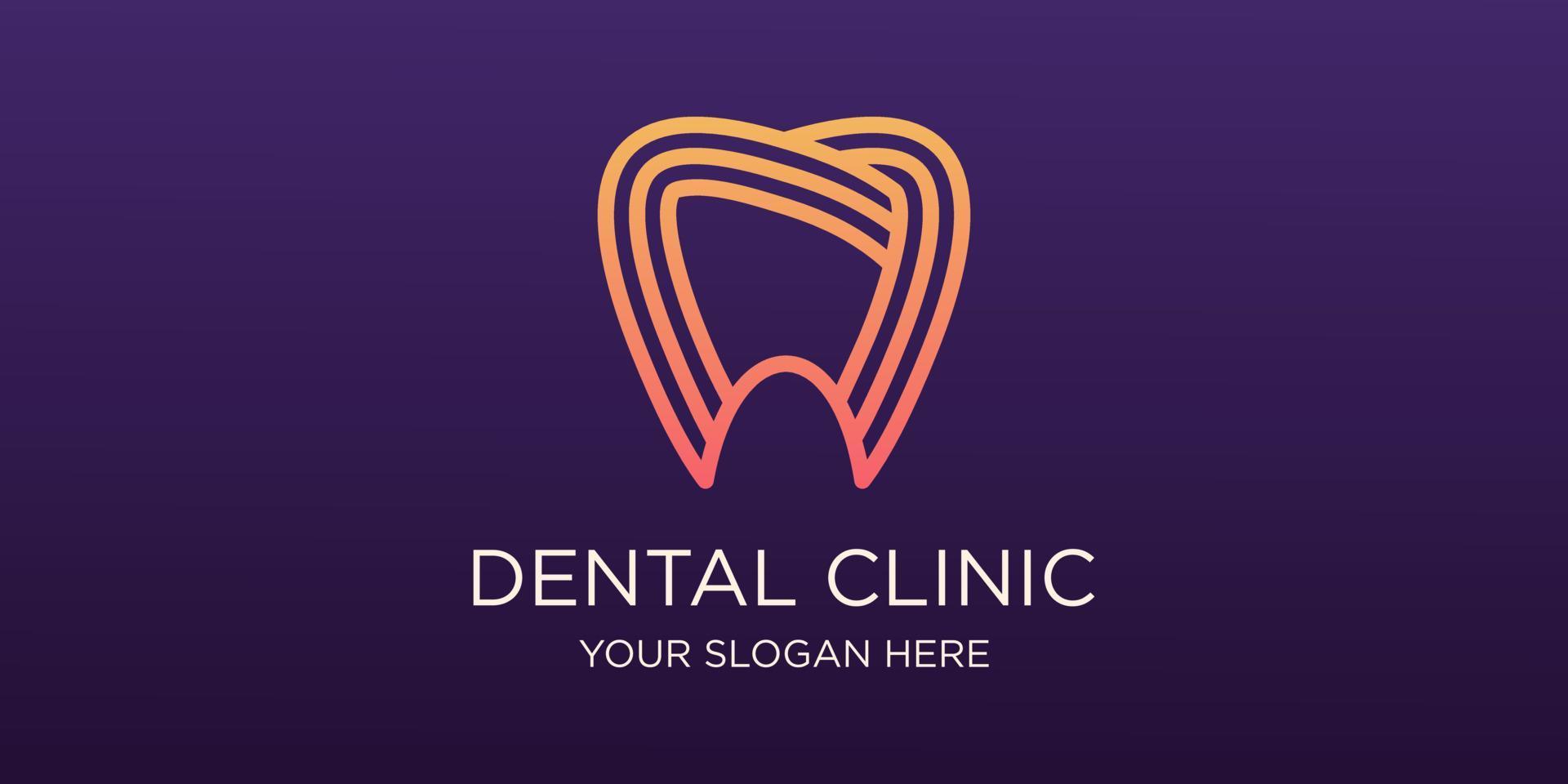 dentale clinica dente logo design vettore illustrazione.