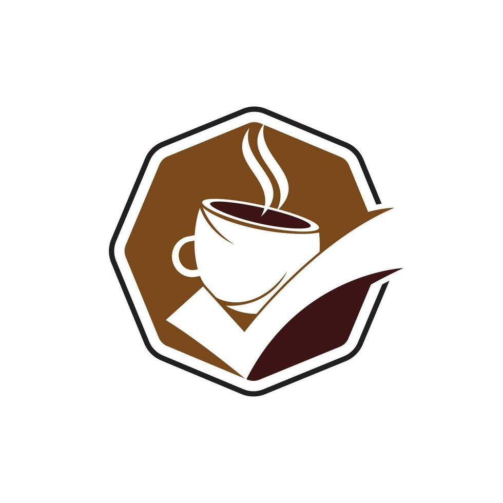 caffè dai un'occhiata vettore logo design. caffè tazza con un' dai un'occhiata marchio.