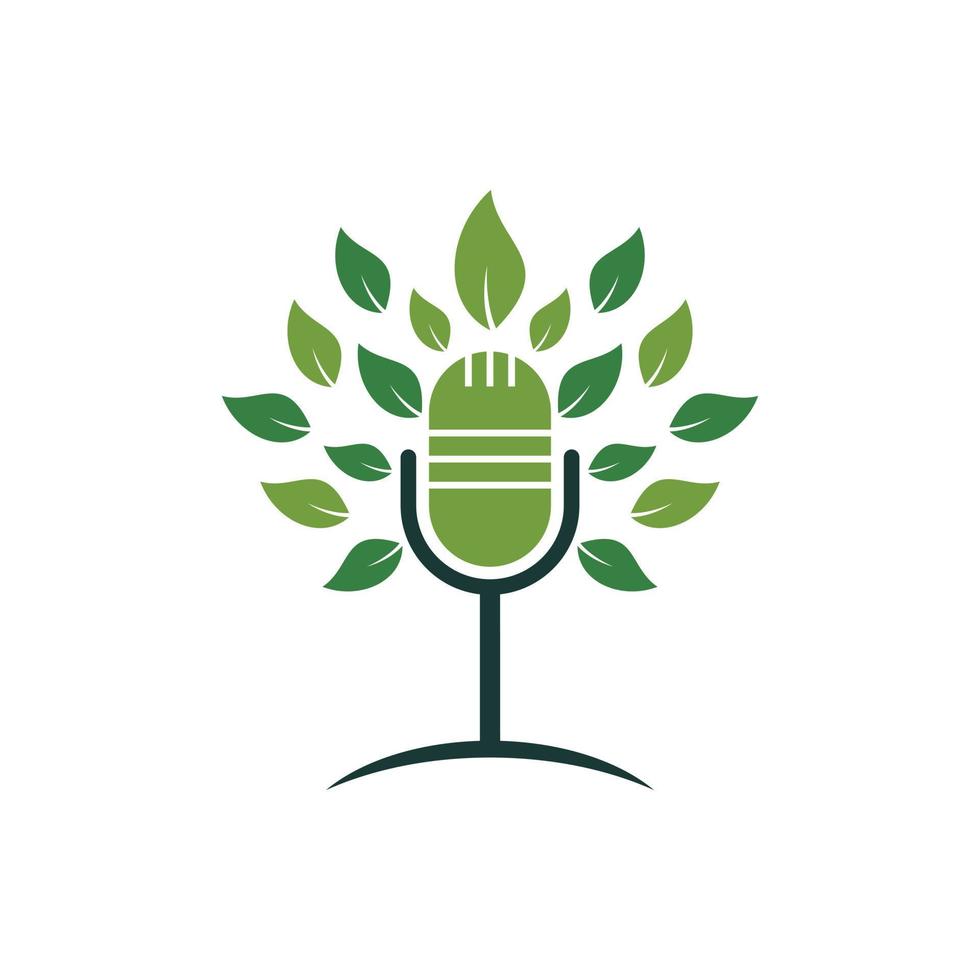 eco Podcast vettore logo design. natura parlare logo concetto.