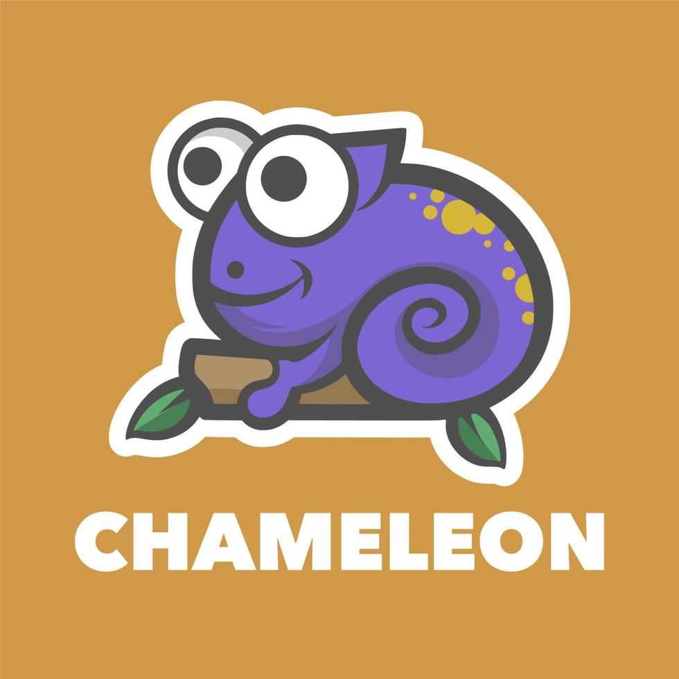 camaleonte viola cartone animato vettore