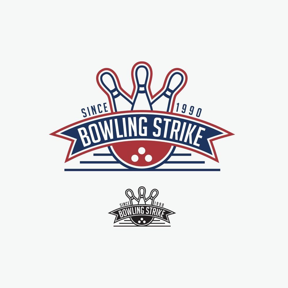 modelli di progettazione di vettore di distintivi di logo di bowling