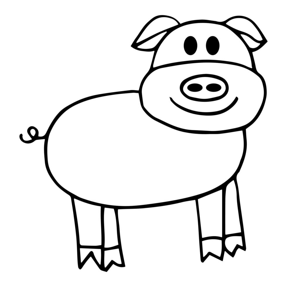 azienda agricola animale per bambini colorazione libro. divertente vettore maiale nel un' cartone animato stile