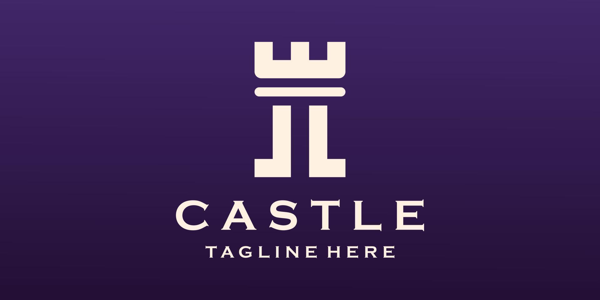 castello logo design modello piatto stile vettore