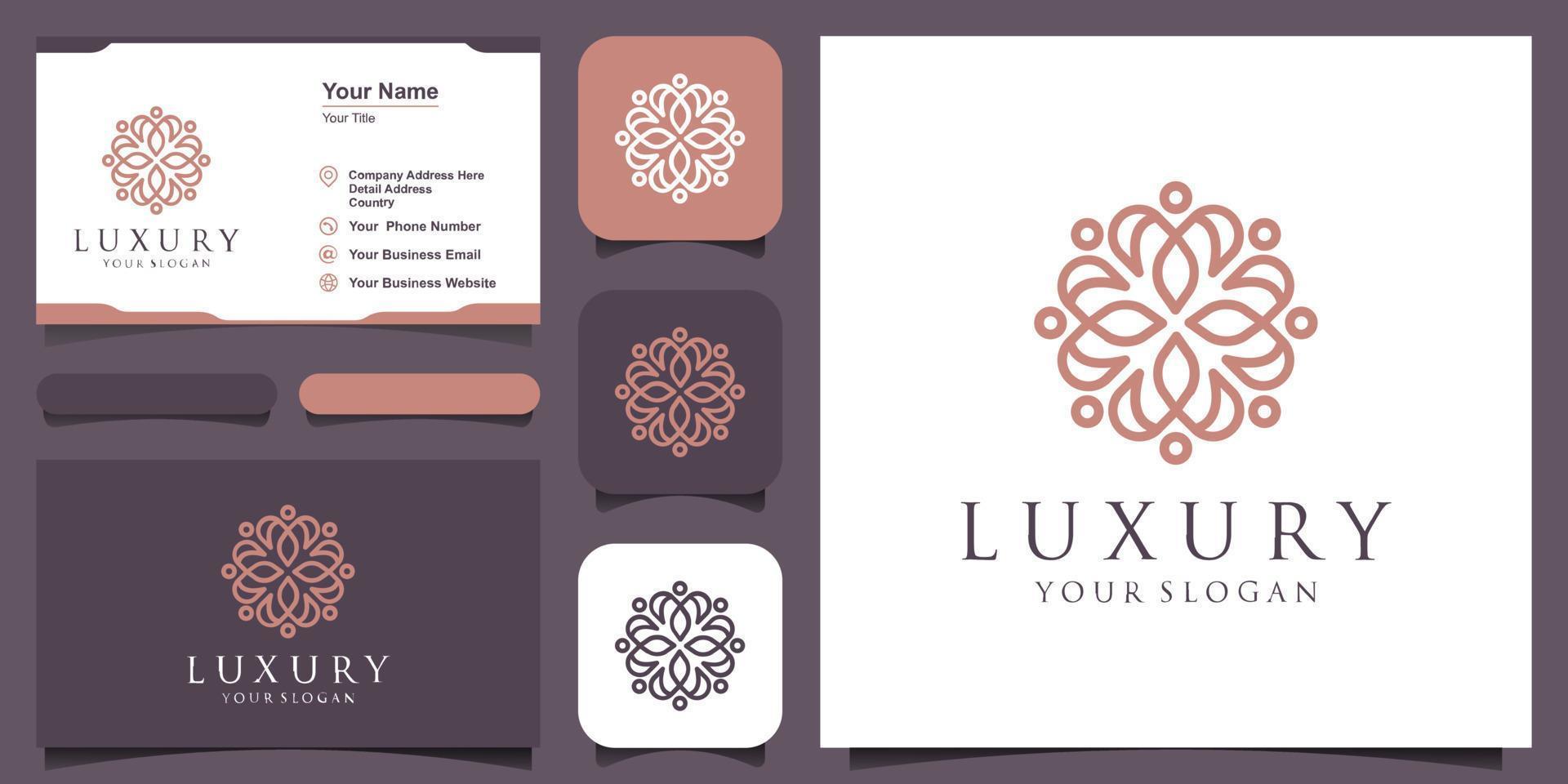 ornamento elegante logo design foglia per bellezza, cosmetici, yoga e spa vettore