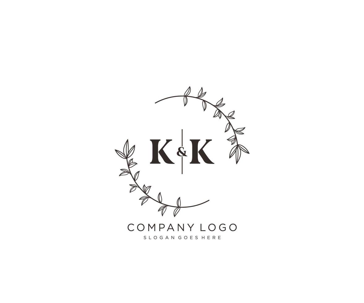 iniziale kk lettere bellissimo floreale femminile modificabile prefabbricato monoline logo adatto per terme salone pelle capelli bellezza boutique e cosmetico azienda. vettore