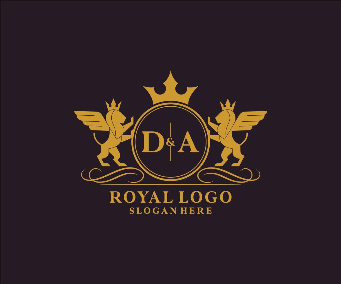 iniziale da lettera Leone reale lusso stemma araldico logo modello nel vettore arte per ristorante, regalità, boutique, bar, Hotel, araldico, gioielleria, moda e altro vettore illustrazione.