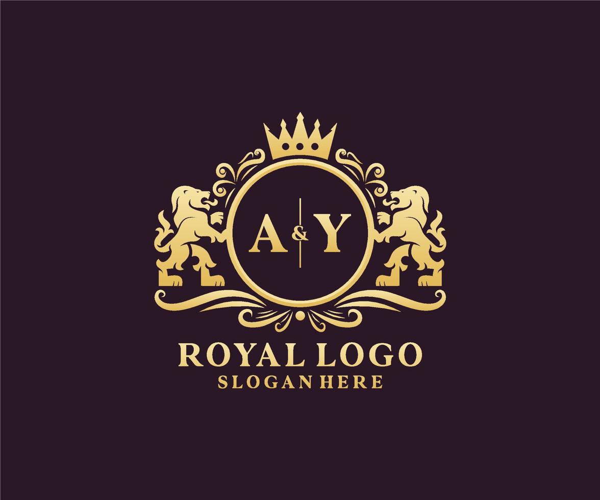 iniziale Ay lettera Leone reale lusso logo modello nel vettore arte per ristorante, regalità, boutique, bar, Hotel, araldico, gioielleria, moda e altro vettore illustrazione.