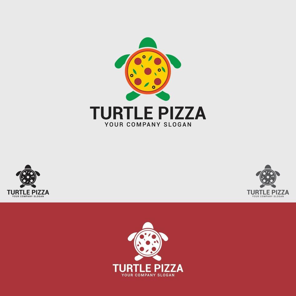 modello di vettore di progettazione logo tartaruga-pizza