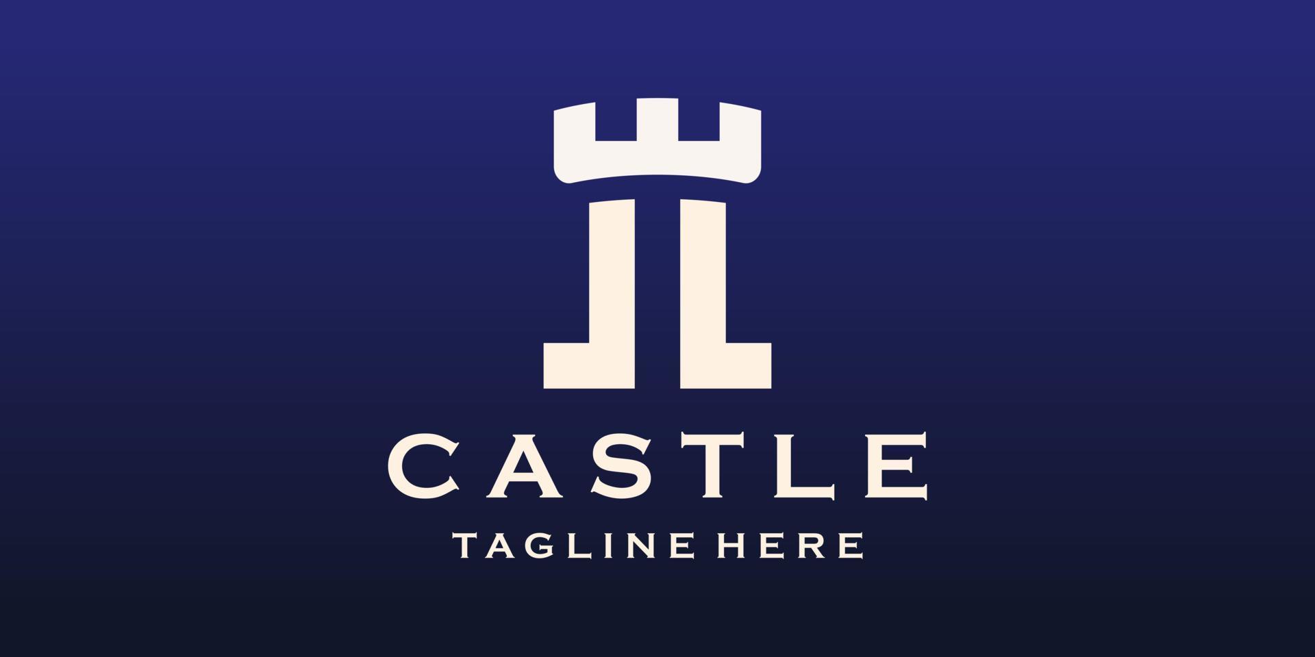 castello logo design modello piatto stile vettore