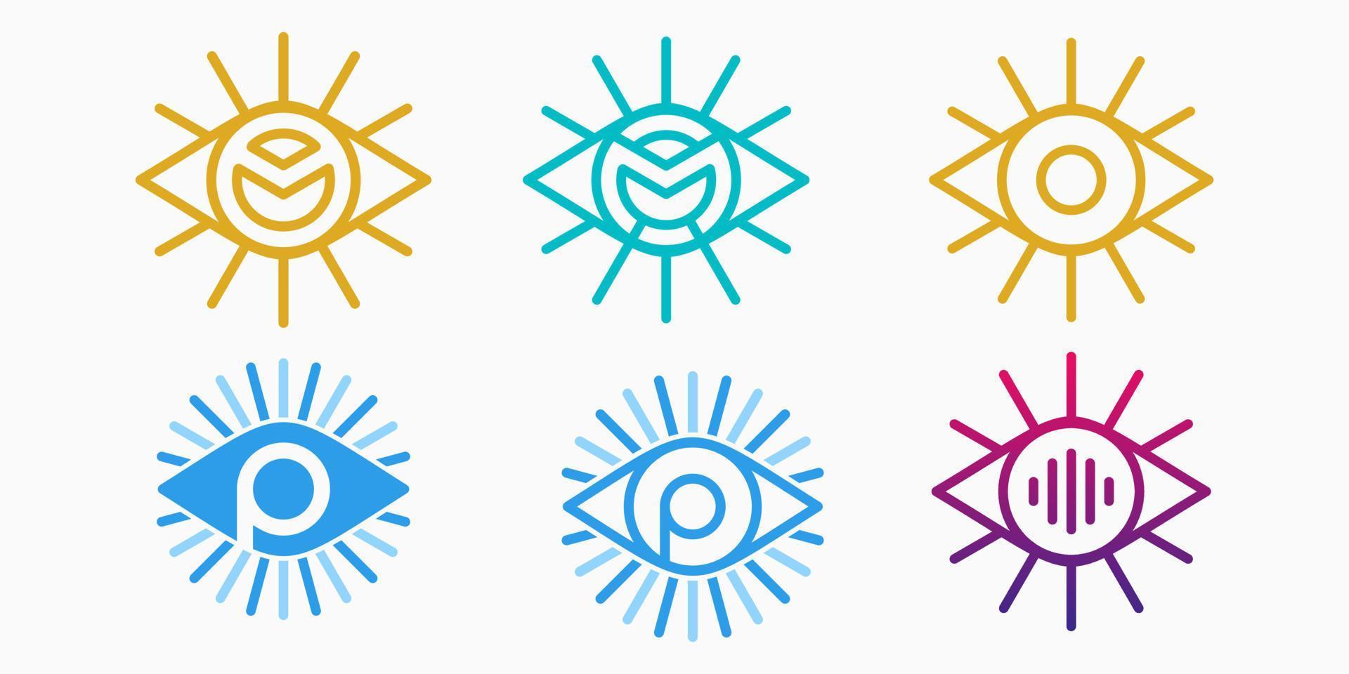 creativo occhio logo icona impostare. semplice occhio design vettore illustrazione