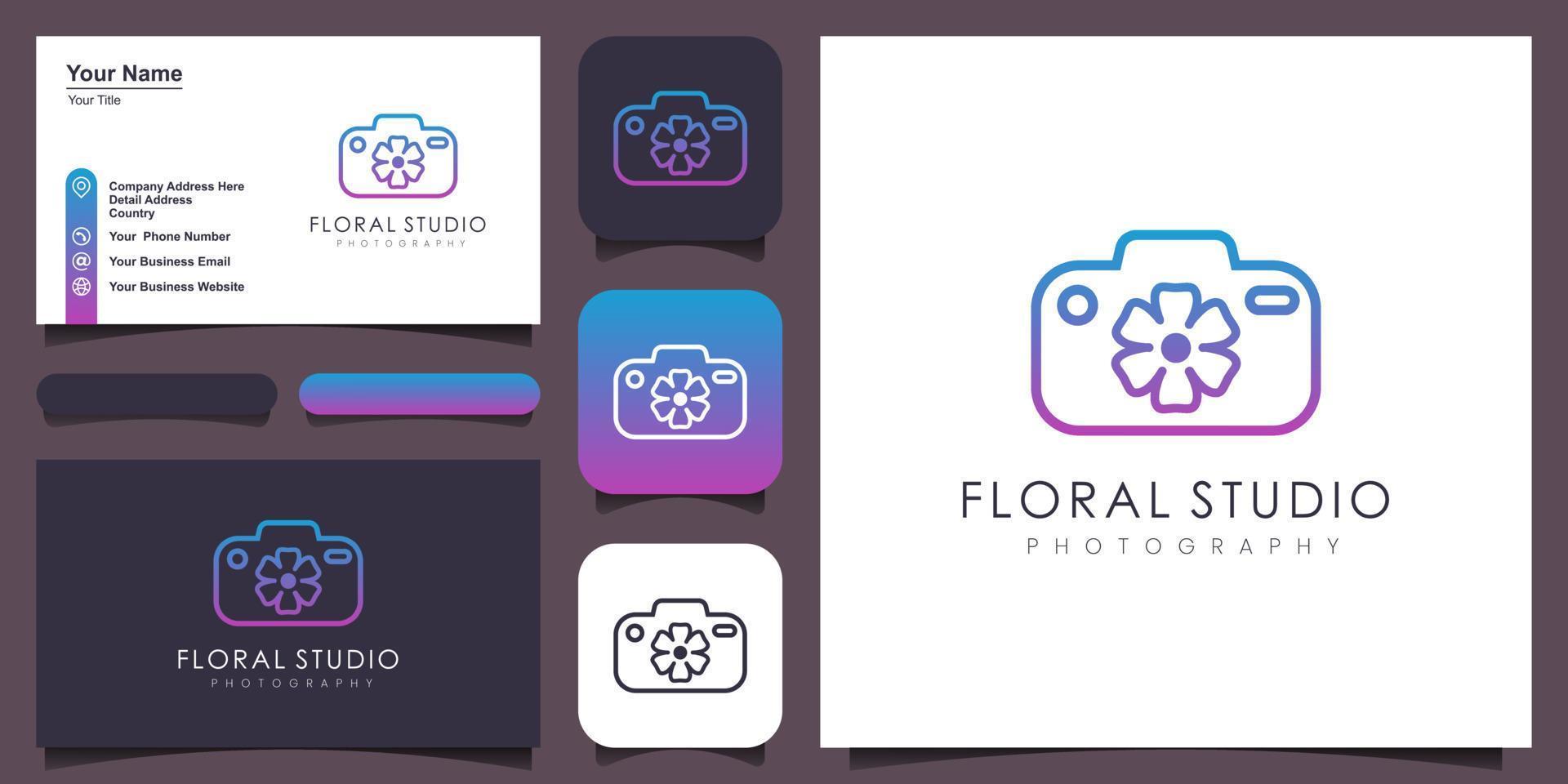 floreale telecamera logo, design vettore semplice elegante