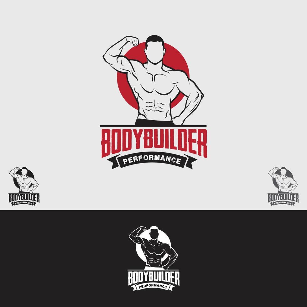 modello di vettore di progettazione di logo di bodybuilder