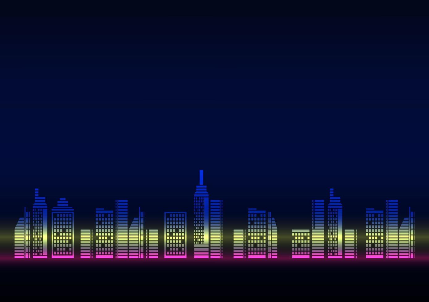 retrò informatica notte città neon leggero urbano cittadina vettore sfondo