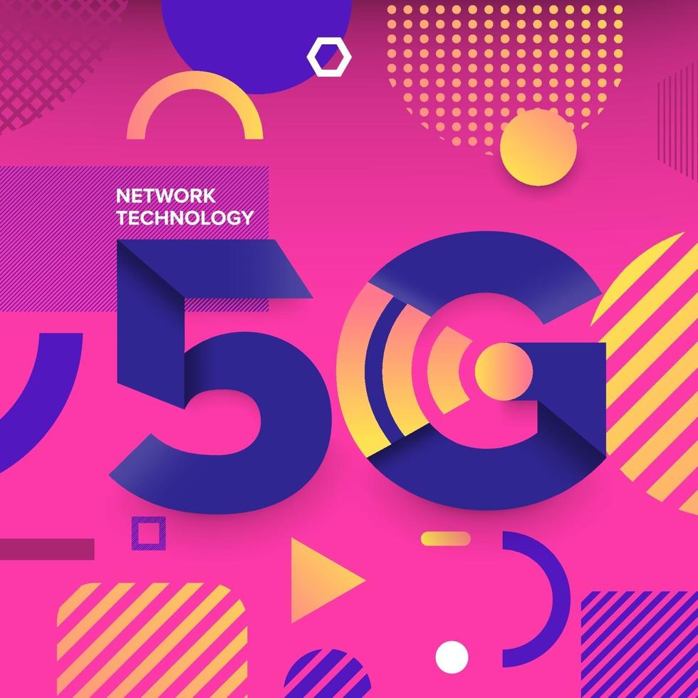 tipografia 5g su sfondo astratto vettore