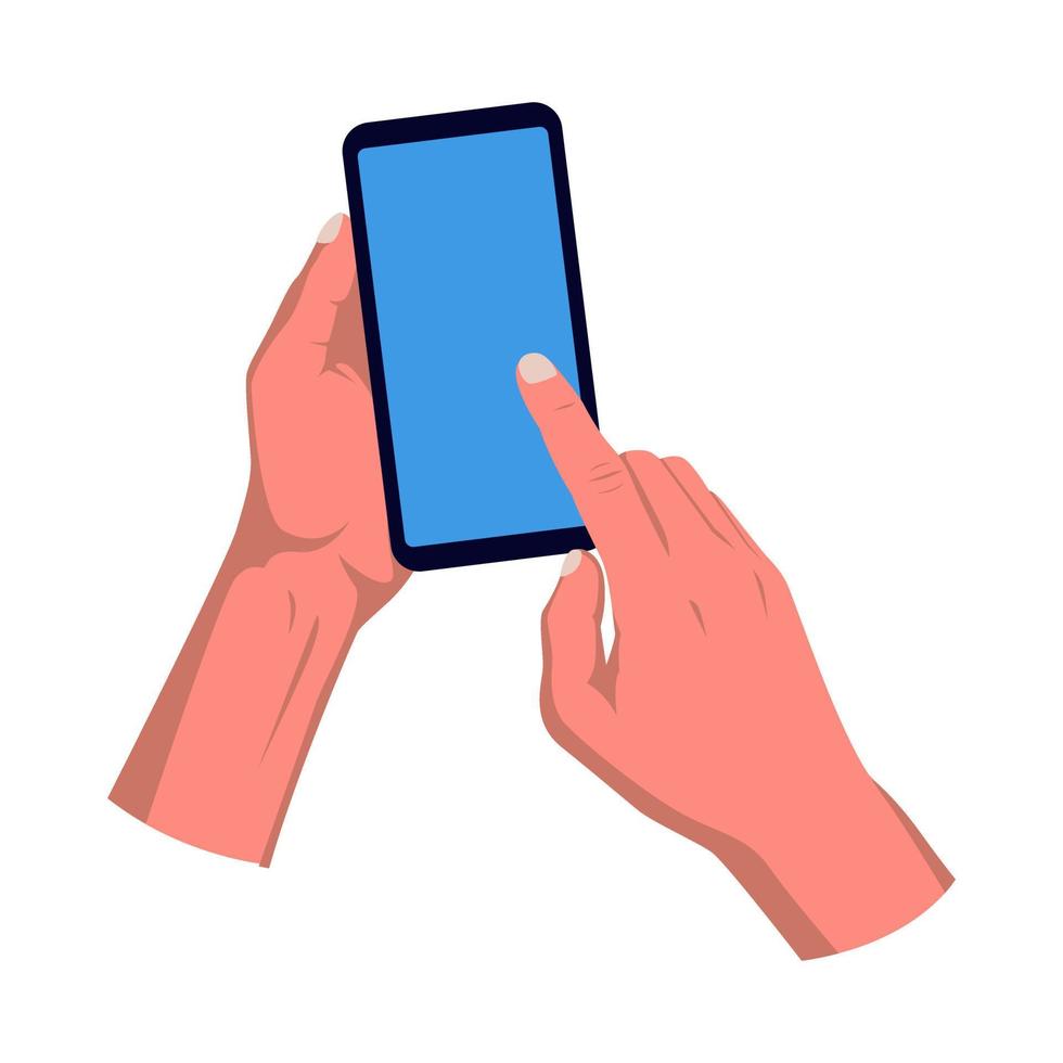 mani Tenere smartphone. mano hold un' Telefono illustrazione vettore
