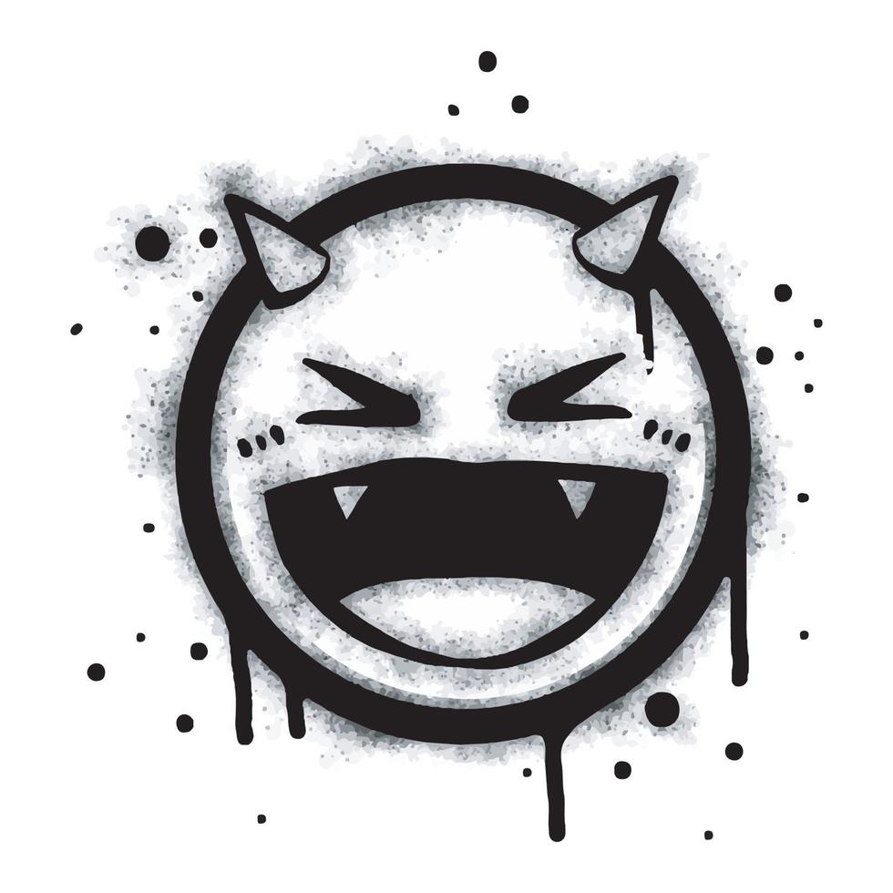 spray dipinto graffiti ridendo diavolo viso emoticon isolato su bianca sfondo. vettore
