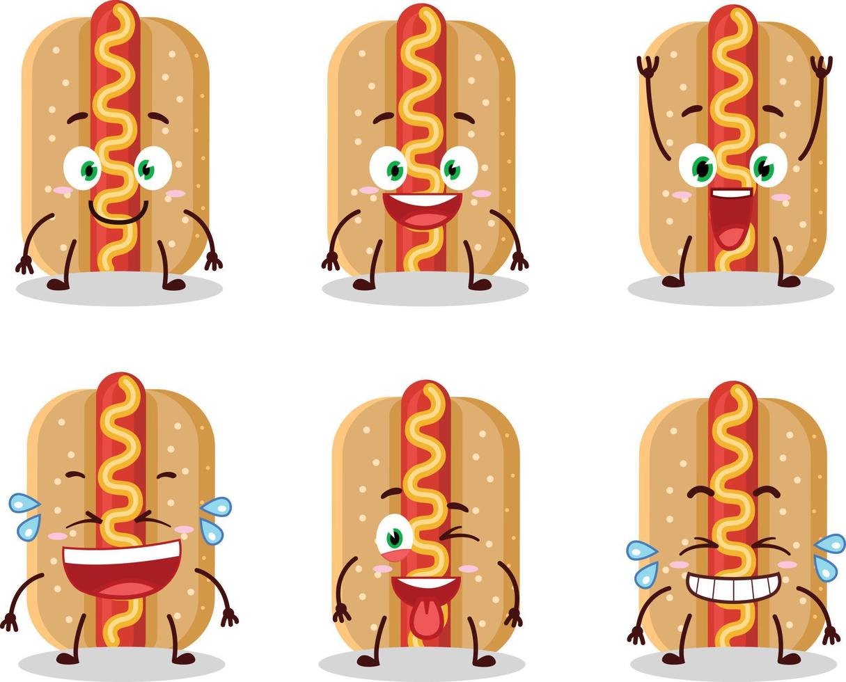 cartone animato personaggio di hot dog con Sorridi espressione vettore