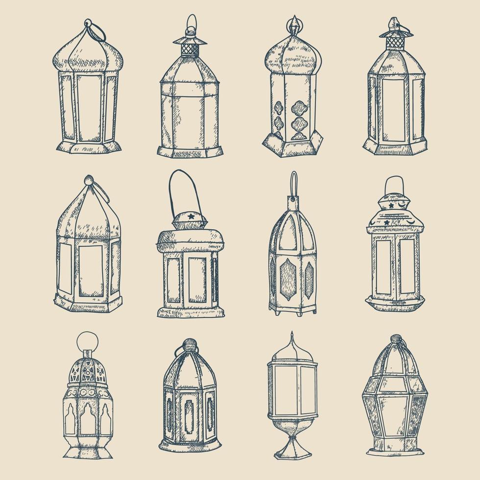 collezione di lanterne ramadan kareem vettore