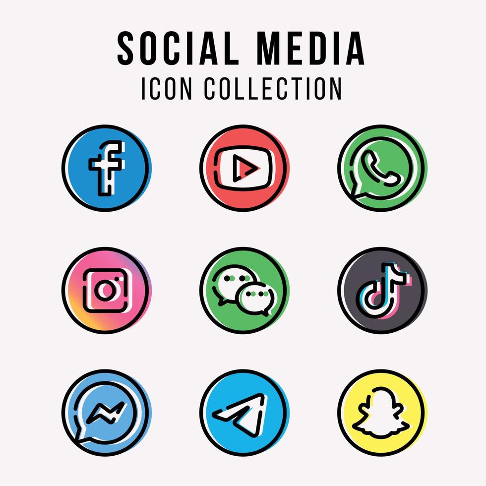 collezione di icone dei social media vettore
